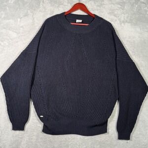Oxbow Sweater Mens Large‎ Navy Blue Knit Pullover Crewneck French Surfwear